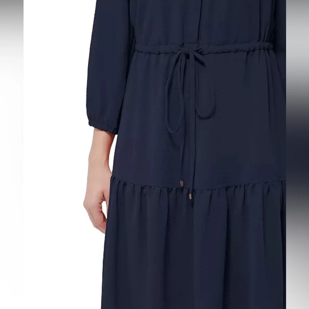 NWOT Tommy Hilfiger Sz 6 Womens Black Long Sleeve Drawstring Shirtdress Ret $129